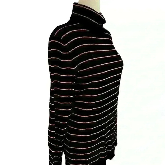 Coldwater Creek Long Sleeve Turtleneck Sweater Size 8 Black Gold Fall Mid Weight - Picture 1 of 7